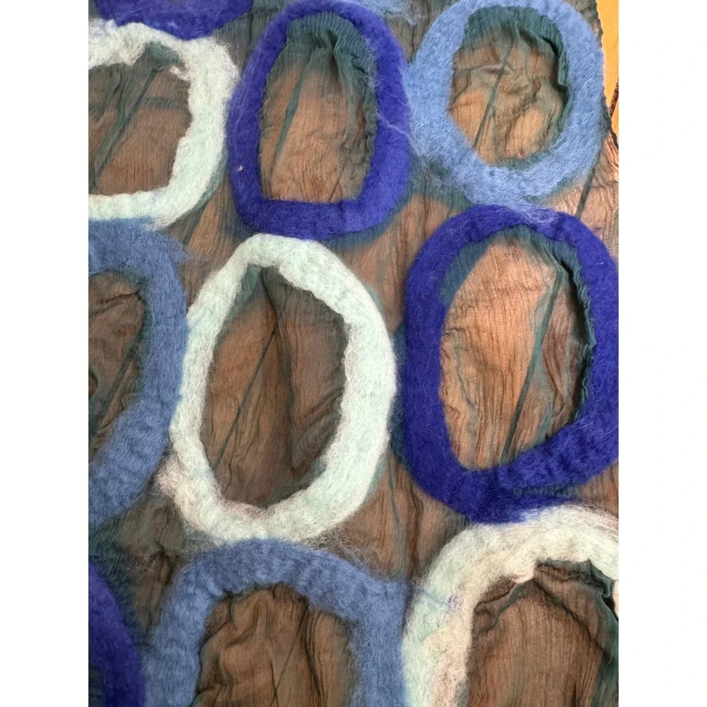Handmade‎ Merino Wool Silk Scarf Wrap Shawl Teal Blue Nepal Fair Trade